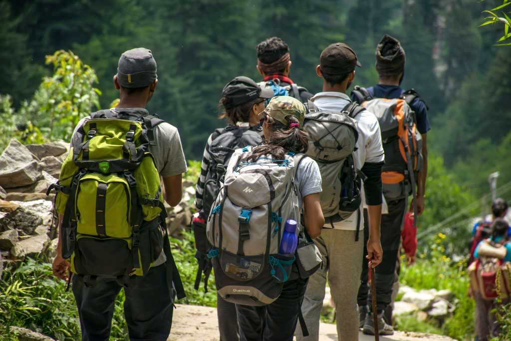 A group hiking together on the Appalachian Trail